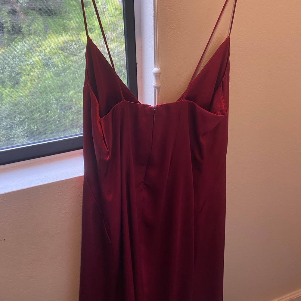 Custom red satin dress with slit and top - Picture 2 of 7